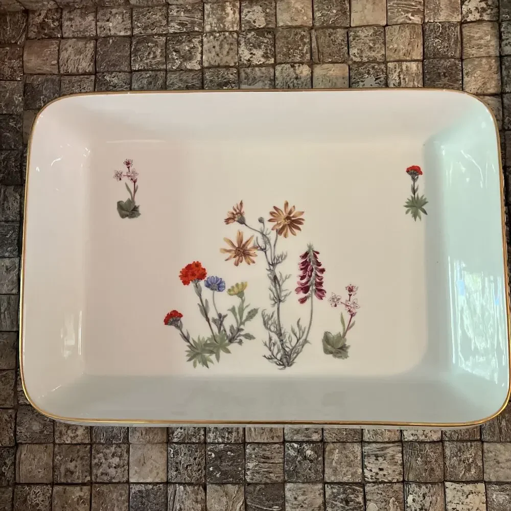 Louis Lourioux France Le Faune Wildflower Porcelain Baking Dish Ramekin Lot 10